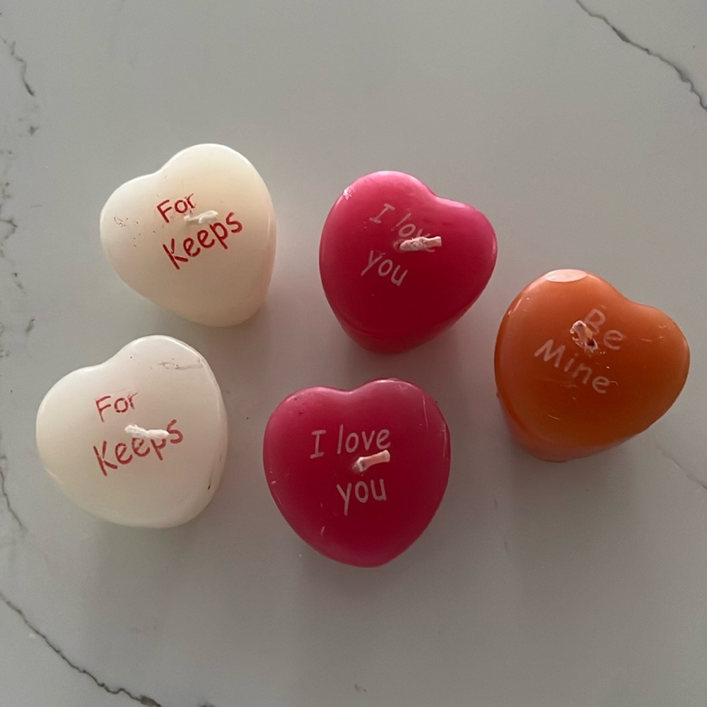 5 Heart shaped conversation candles